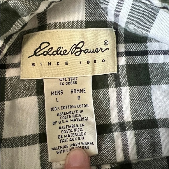 Eddie Bauer Plaid Casual Button Down Shirt Green/White Size Large - Picture 4 of 5